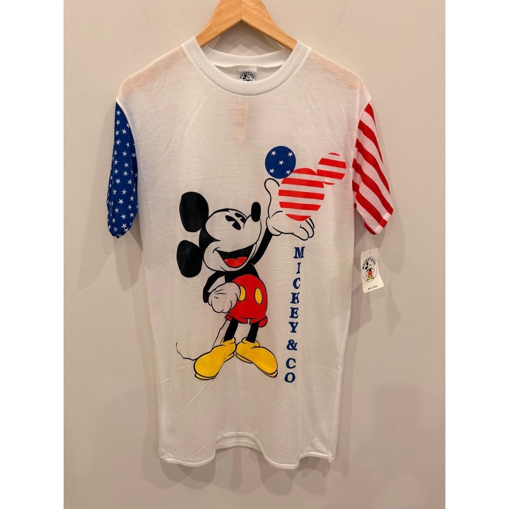 Vintage 90s Mickey Mouse T Shirt Kids‎ 14 NWT Made USA Patriotic Flag